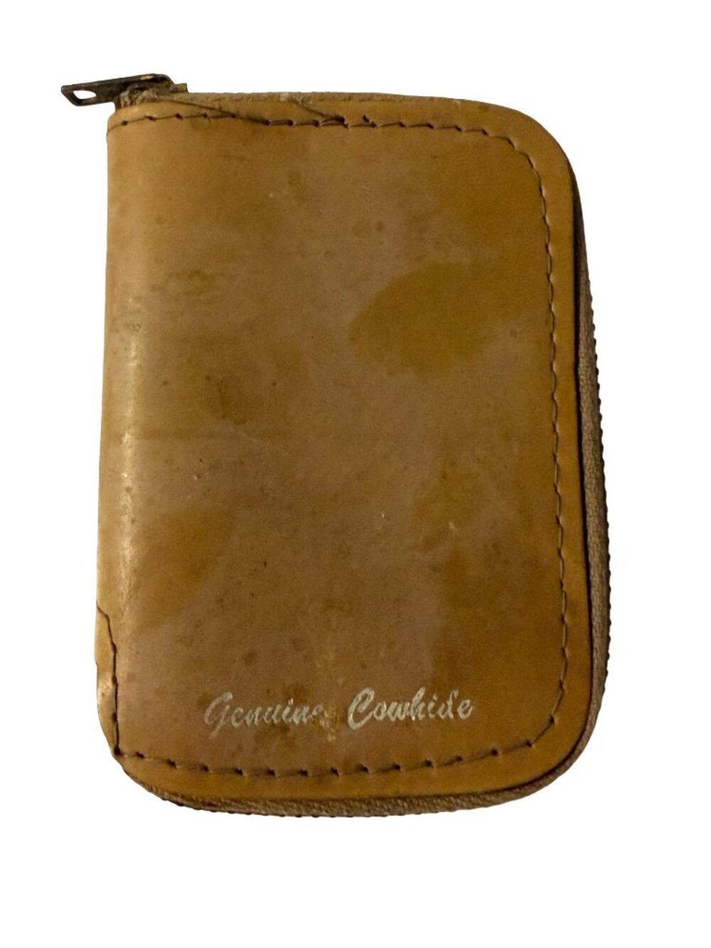 Vintage Genuine Cowhide Leather 6 Hook Key Case Wallet USA Zipper Organizer Brow